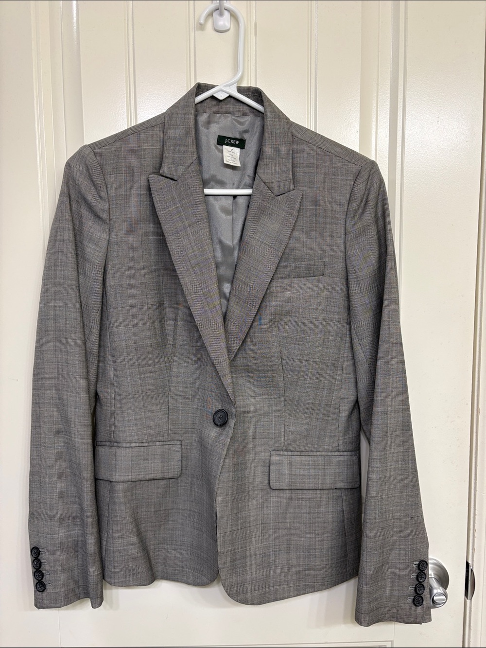 J. Crew Gray Plaid Single-Button Blazer